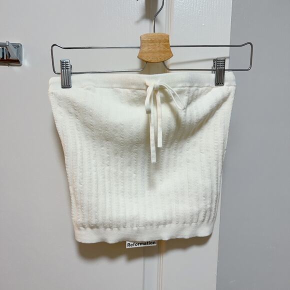 Reformation Zazie White Strapless Knit Tube Top NWT Size M - Picture 3 of 5